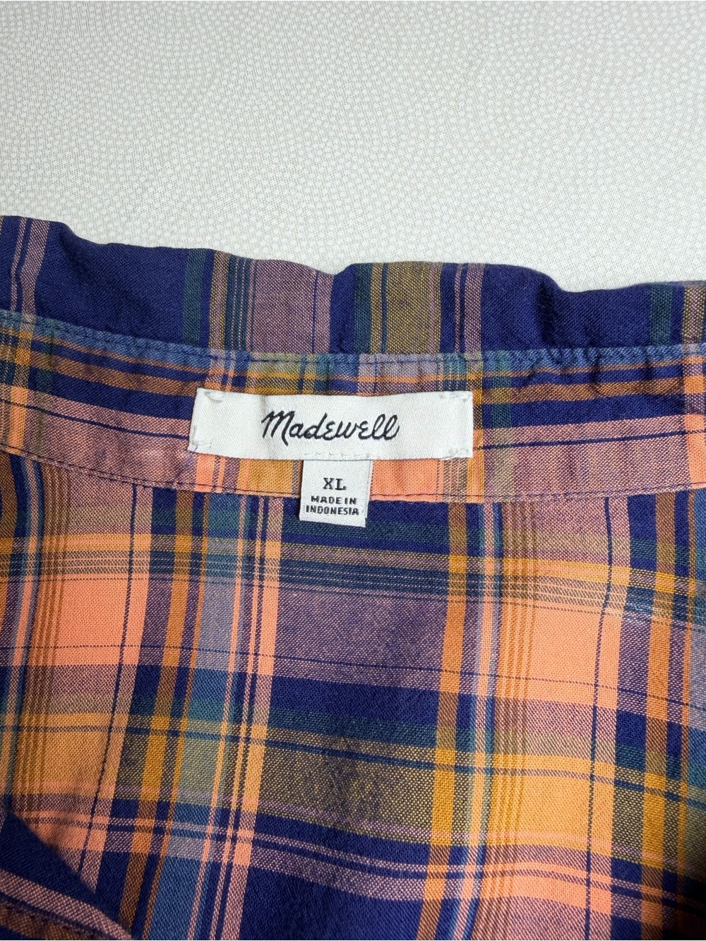 Madewell Women’s XL Plaid Tie Front Short Sleeve Button Shirt 100% Cotton - Picture 5 of 9